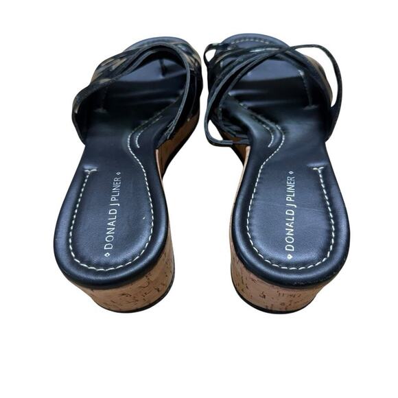 Donald J Pliner Womens Sheena 2 Cork Platform Wedge Sandals Black 6.5 M Coastal - Picture 4 of 11